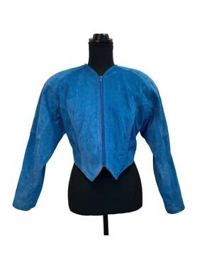DANIER Leather Sport blue suede rare retro vintage 80’s 90’s bolero jacket Sz S
